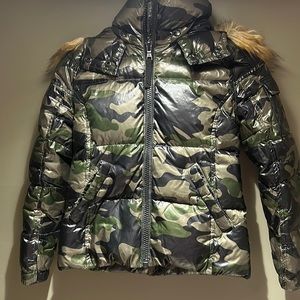 S13 Girls Camo Mogul Zipper Jacket w/ Faux Fur Hood Sz 10